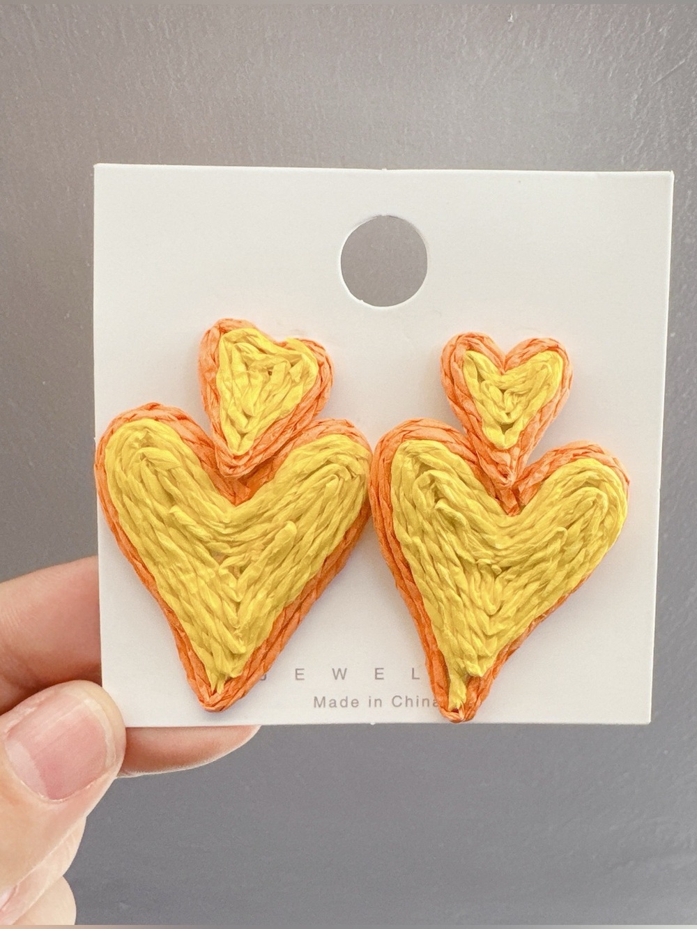 Handmade Yellow & Orange Heart Earrings
